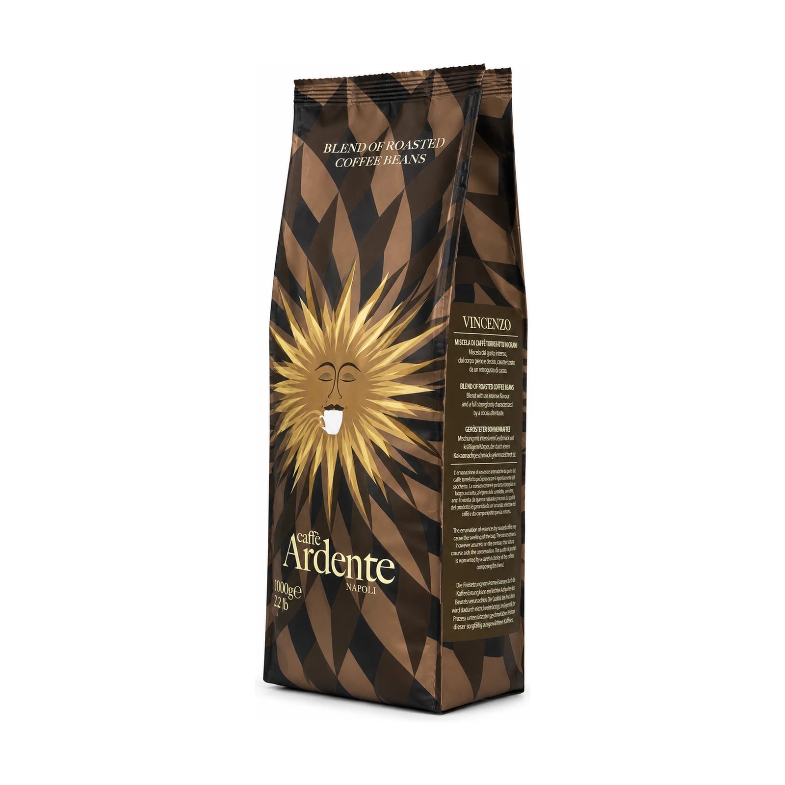 Ardente Caffè Einzelpackung fũr Bohnenkaffee Vincenzo, Vorderansicht vor weissem Hintergrund