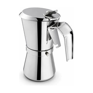 Produktbild von Giannini Edelstahl Espressokocher mit geschlossenem Deckel vor weissem Hintergrund
