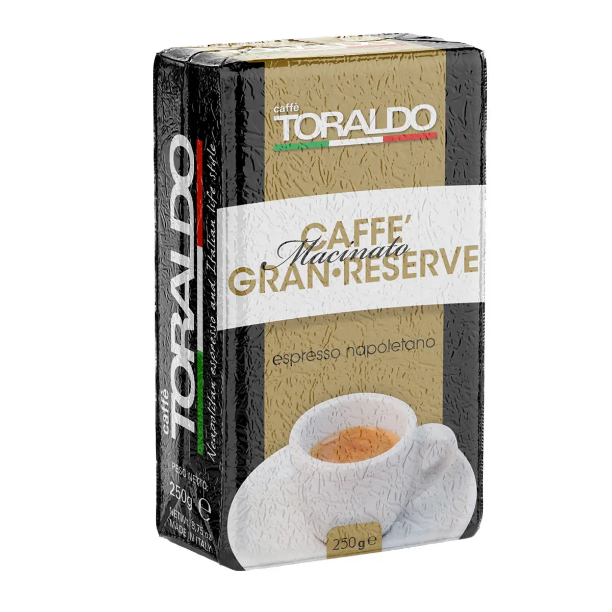 Toraldo Caffè Packung gemahlener Kaffee Gran Reserve vor weissem Hintergrund